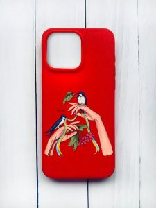Матовий чохол на iPhone 15 Pro Max Червоний :: Ластівки (принт 15)