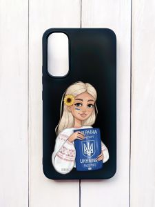 Матовий чохол на Samsung A34 5G Чорний :: Дівчина з паспортом (принт 13)