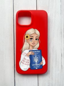 Матовий чохол на iPhone 15 Червоний :: Дівчина з паспортом (принт 13)