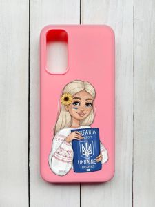 Матовий чохол на Samsung Galaxy A14 5G Рожевий :: Дівчина з паспортом (принт 13)