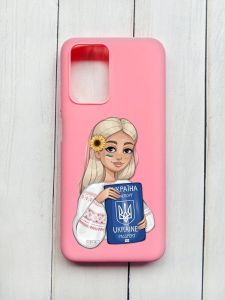 Матовий чохол на Xiaomi Redmi 10 Рожевий :: Дівчина з паспортом (принт 13)