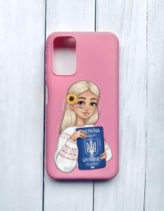 Матовий чохол на Xiaomi Redmi 9T Рожевий :: Дівчина з паспортом (принт 13)