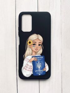 Матовий чохол на Xiaomi Redmi 9T Чорний :: Дівчина з паспортом (принт 13)