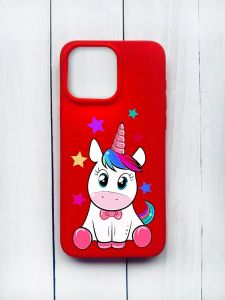 Матовий чохол на iPhone 15 Pro Max Червоний :: Єдиноріг (принт 102)