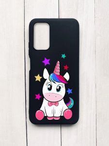 Матовий чохол на Xiaomi Redmi 9T Чорний :: Єдиноріг (принт 102)