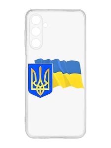 Прозорий чохол на Samsung Galaxy M14 :: Тризуб і прапор України (принт 384)