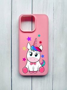 Матовий чохол на iPhone 15 Pro Max Рожевий :: Єдиноріг (принт 102)