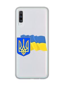 Прозорий чохол на Samsung Galaxy A70 (2019)/A705  :: Тризуб і прапор України (принт 384)