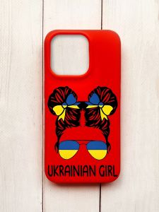 Матовий чохол на iPhone 15 Pro Червоний :: Українська дівчина (принт 113)