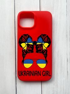 Матовий чохол на iPhone 15 Червоний :: Українська дівчина (принт 113)