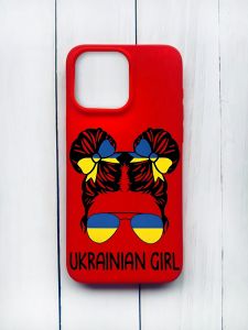 Матовий чохол на iPhone 15 Pro Max Червоний :: Українська дівчина (принт 113)