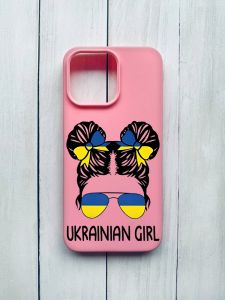 Матовий чохол на iPhone 15 Pro Max Рожевий :: Українська дівчина (принт 113)