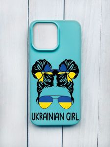 Матовий чохол на iPhone 15 Pro Max Бірюзовий :: Українська дівчина (принт 113)