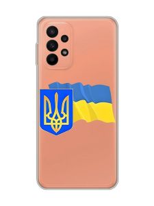 Прозорий чохол на Samsung Galaxy A23 4g :: Тризуб і прапор України (принт 384)