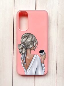 Матовий чохол на Samsung A34 5G Рожевий :: Дівчина з латте (принт 227)