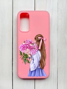 Матовий чохол на Samsung Galaxy A14 5G Рожевий :: Дівчина з півоніями (принт 11)