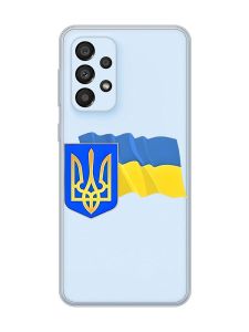Прозорий чохол на Samsung Galaxy A33 5G :: Тризуб і прапор України (принт 384)