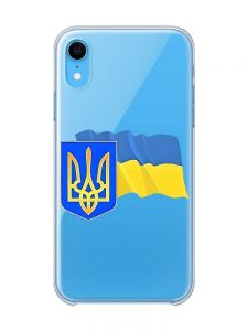 Прозорий чохол на iPhone XR :: Тризуб і прапор України (принт 384)