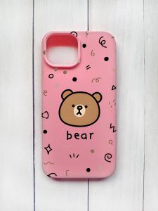 Матовий чохол на iPhone 15 Рожевий :: Ведмедик (принт 76)