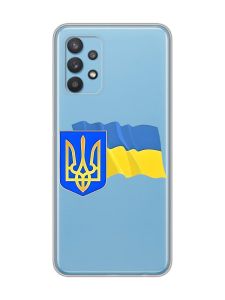 Прозорий чохол на Samsung Galaxy A32 :: Тризуб і прапор України (принт 384)