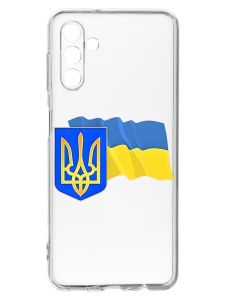 Прозорий чохол на Samsung A04s/A13 5G :: Тризуб і прапор України (принт 384)