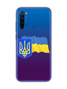 Прозорий чохол на Xiaomi Redmi Note 8T :: Тризуб і прапор України (принт 384)