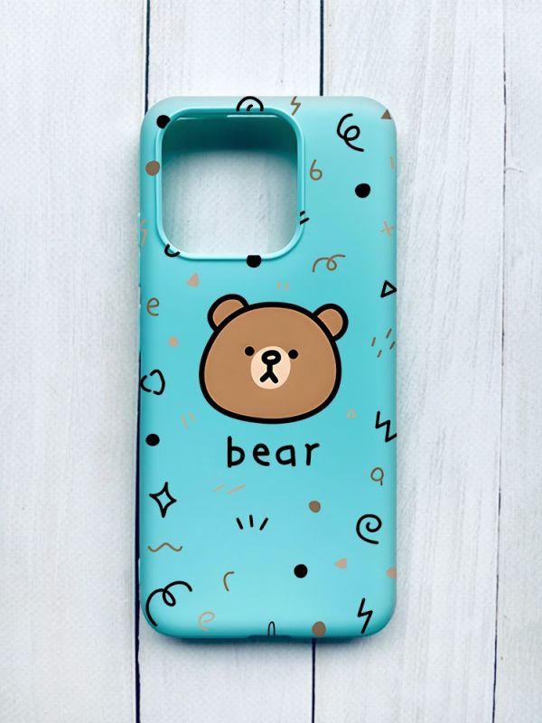 Матовий чохол на Xiaomi Redmi 12C Бірюзовий :: Ведмедик (принт 76)