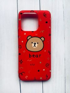 Матовий чохол на Xiaomi Redmi 12C Червоний :: Ведмедик (принт 76)