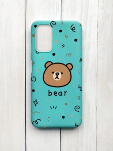 Матовий чохол на Xiaomi Redmi 9T Бірюзовий :: Ведмедик (принт 76)