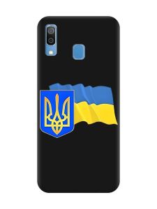 Матовий чорний чохол на Samsung Galaxy A30 (2019) / A20 (2019) :: Тризуб і прапор України (принт 384)