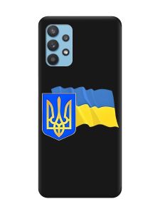Матовий чорний чохол на Samsung Galaxy A32 :: Тризуб і прапор України (принт 384)