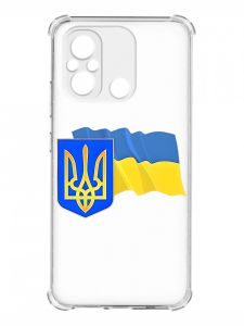 Чохол з потовщеними кутами на Xiaomi Redmi 12C :: Тризуб і прапор України (принт 384)