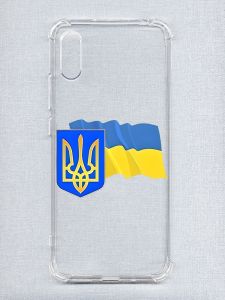 Чохол з потовщеними кутами на Xiaomi Redmi 9A :: Тризуб і прапор України (принт 384)