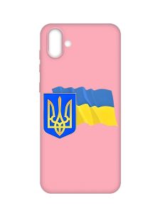 Матовий рожевий чохол на Samsung Galaxy A04 :: Тризуб і прапор України (принт 384)