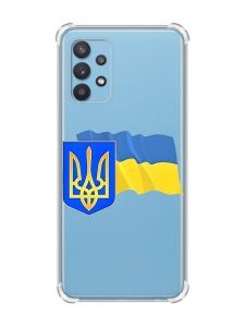 Чохол з потовщеними кутами на Samsung Galaxy A32 :: Тризуб і прапор України (принт 384)