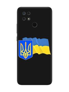 Матовий чорний чохол на Xiaomi Redmi 10C :: Тризуб і прапор України (принт 384)