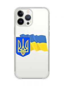 Чохол із потовщеними кутами на iPhone 14 Pro :: Тризуб і прапор України (принт 384)