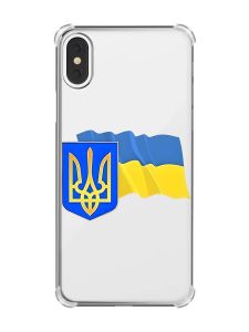 TtЧохол з потовщеними кутами на iPhone X/Xs :: Тризуб і прапор України (принт 384)