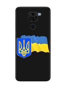 Матовий чорний чохол на Xiaomi Redmi Note 9 :: Тризуб і прапор України (принт 384)