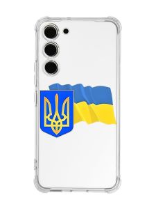 Чохол з потовщеними кутами на Samsung Galaxy S23 :: Тризуб і прапор України (принт 384)