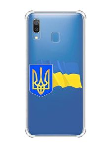 Чохол з потовщеними кутами на Samsung Galaxy A30 (2019) / A20 (2019) :: Тризуб і прапор України (принт 384)