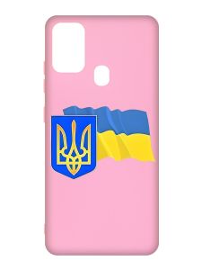 Матовий рожевий чохол на Samsung Galaxy M30s/M21 :: Тризуб і прапор України (принт 384)