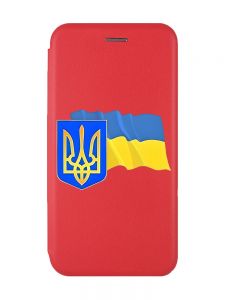 Чохол-книжка з малюнком для Xiaomi Redmi 10C Червоний :: Тризуб і прапор України (принт 384)