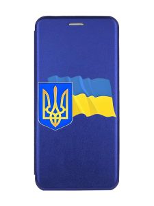 Чохол-книжка з малюнком для Samsung Galaxy M32/M22/A22 4G Синій :: Тризуб і прапор України (принт 384)