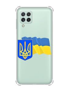 Чохол з потовщеними кутами на Samsung Galaxy M32/A22/M22 4G :: Тризуб і прапор України (принт 384)