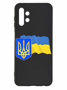 Матовий чорний чохол на Samsung Galaxy A13 4G :: Тризуб і прапор України (принт 384)