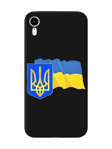 Матовий чорний чохол на Apple iPhone XR :: Тризуб і прапор України (принт 384)