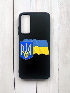 Матовий чохол на Samsung Galaxy A05s (A057) Чорний :: Тризуб і прапор України (принт 384)