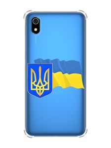 Чохол з потовщеними кутами для Xiaomi Redmi 7A :: Тризуб і прапор України (принт 384)