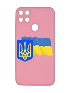 Матовий рожевий чохол на Xiaomi Redmi 10C :: Тризуб і прапор України (принт 384)